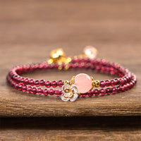 Bracelet double tour authentique en grenat rose et pierre précieuse de KarmaRipple