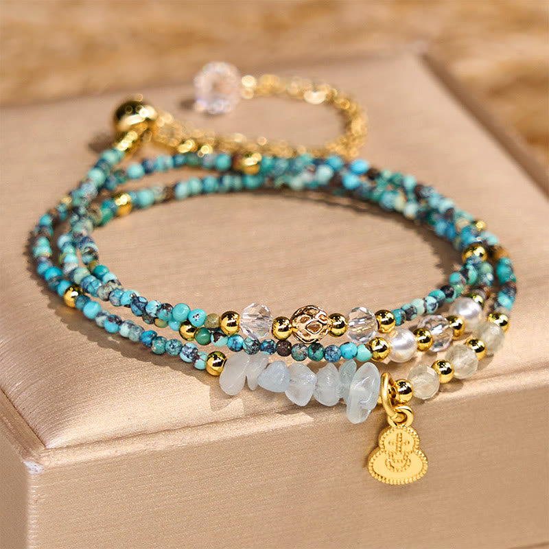 KarmaRipple's Turquoise Beaded Strength Triple Wrap Bracelet p1