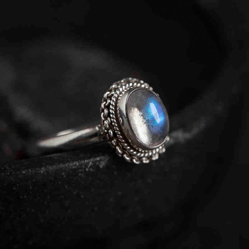 KarmaRipple's 925 Sterling Silver Authentic Moonstone'sitive Ring p2