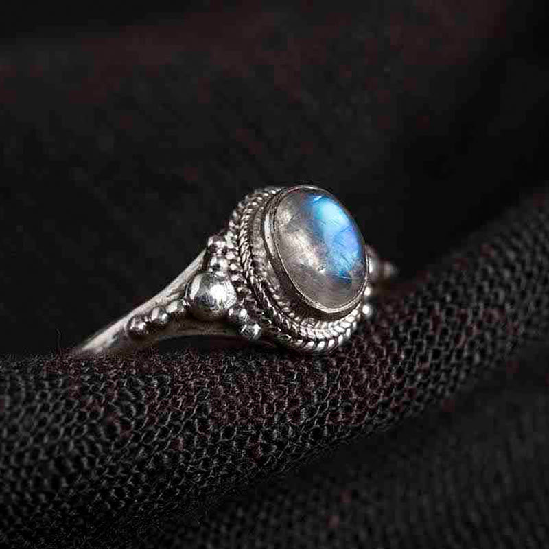 KarmaRipple's 925 Sterling Silver Authentic Moonstone'sitive Ring p21