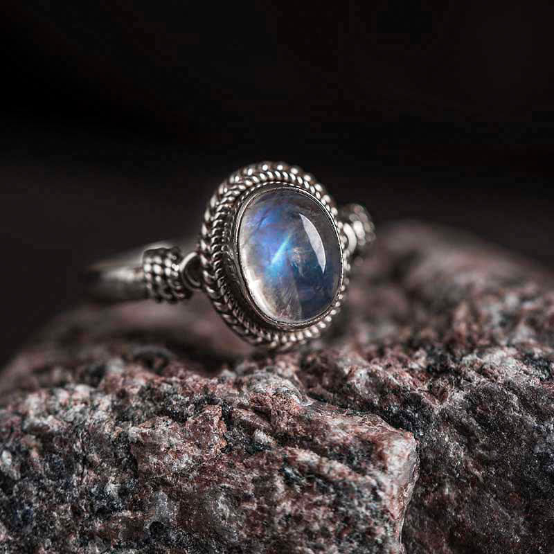 KarmaRipple's 925 Sterling Silver Authentic Moonstone'sitive Ring p4