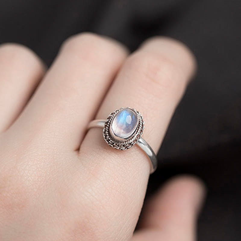 KarmaRipple's 925 Sterling Silver Authentic Moonstone'sitive Ring p13