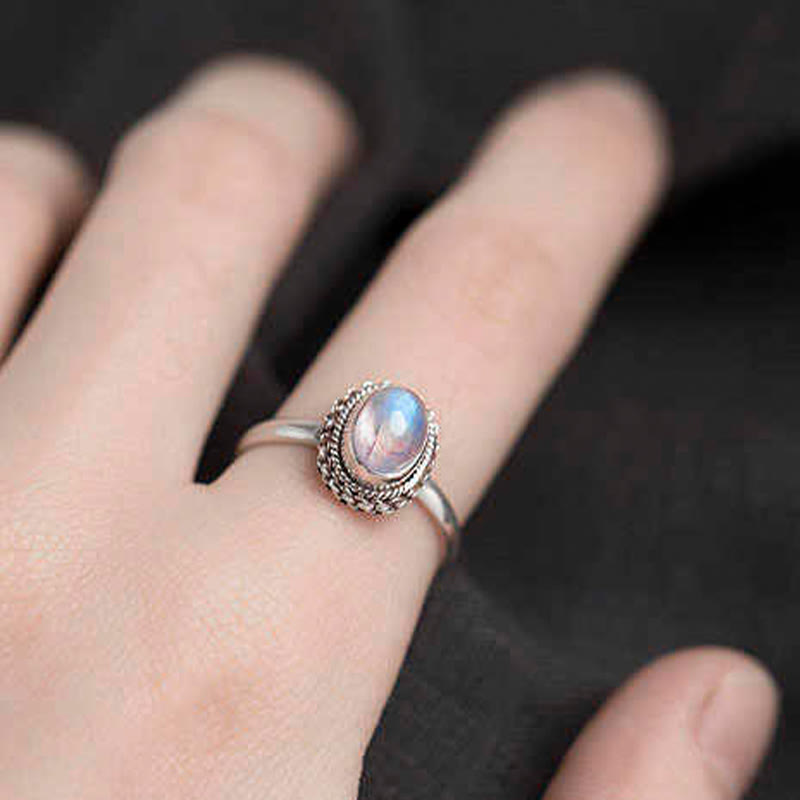 KarmaRipple's 925 Sterling Silver Authentic Moonstone'sitive Ring p14