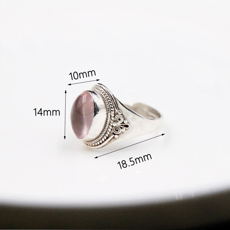 KarmaRipple's 925 Sterling Silver Handmade Authentic Rose Quartz Loving Energy Adjustable Ring p9