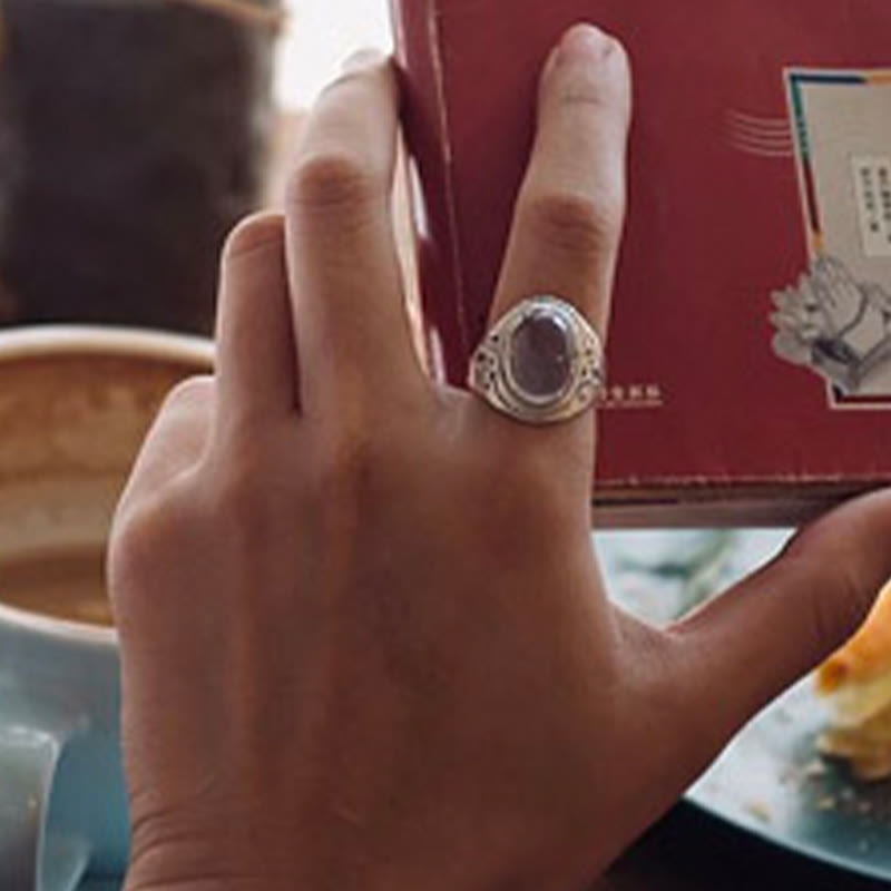 KarmaRipple's 925 Sterling Silver Handmade Authentic Rose Quartz Loving Energy Adjustable Ring p14