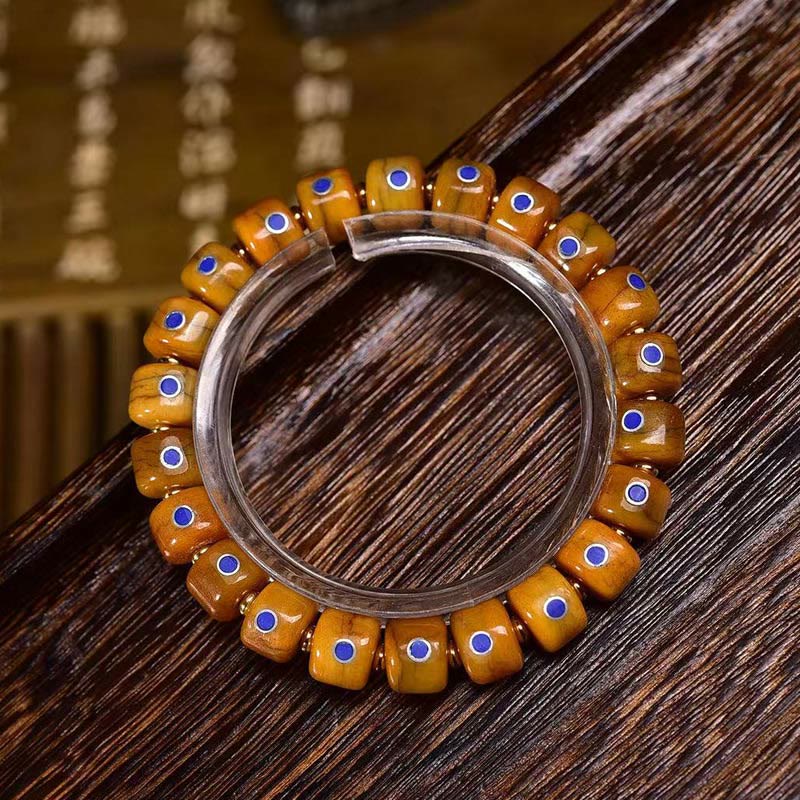 KarmaRipple's Vintage Tibetan Yak Bone Lazurite Woven Rope Balance Bracelet p17