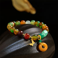 Bracelet de soutien authentique en agate paon colorée et papillon avec boucle de paix et muguet de KarmaRipple