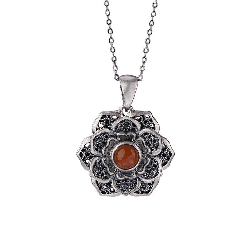 KarmaRipple's Tibetan Om Mani Padme Hum Lotus Pattern Red Agate Bronze Peace Pendant Necklace p11