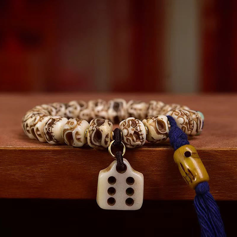 KarmaRipple's Tibetan Camel Bone Garuda Carved Protection Tassel Bracelet p11