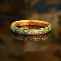 Bracelet jonc en argent sterling 999, motif poisson koï et lotus creux, 58 mm, KarmaRipple