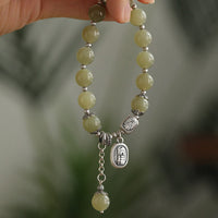 Bracelet porte-bonheur en argent sterling 925 et jade Hetian de KarmaRipple