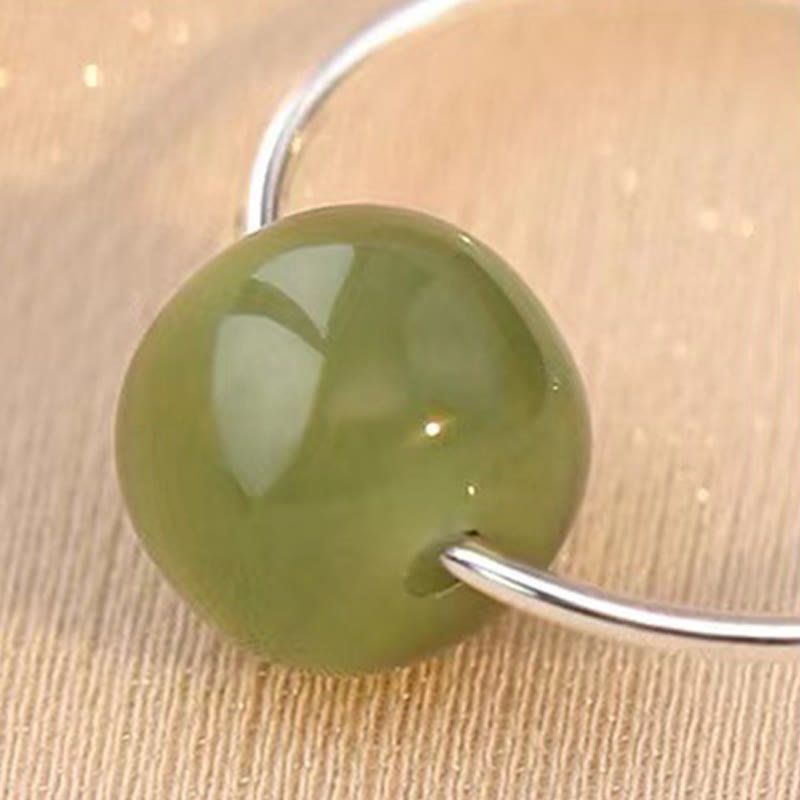 KarmaRipple's 925 Sterling Silver Hetian Jade Bead Fortune Earrings p4