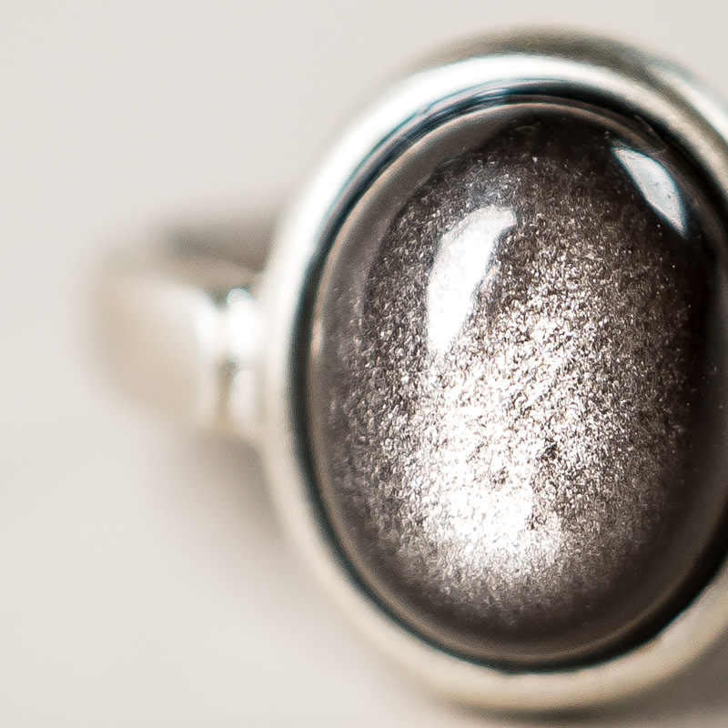 KarmaRipple's Authentic 925 Sterling Silver Silver Sheen Obsidian Adjustable Protection Ring p5