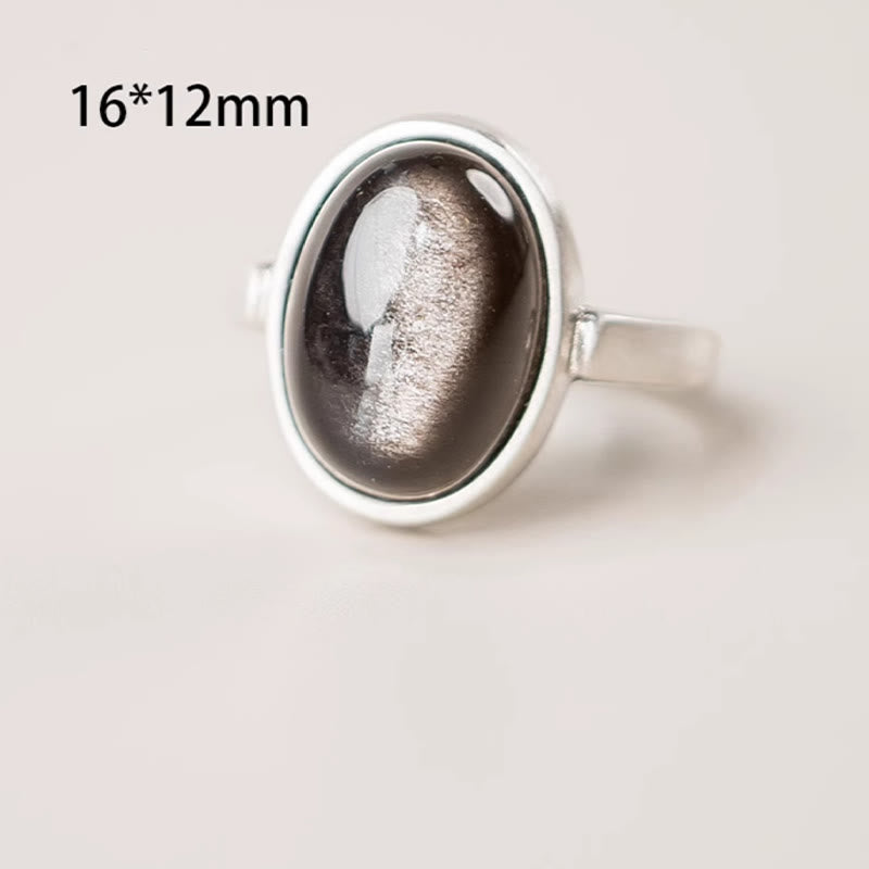 KarmaRipple's Authentic 925 Sterling Silver Silver Sheen Obsidian Adjustable Protection Ring p9