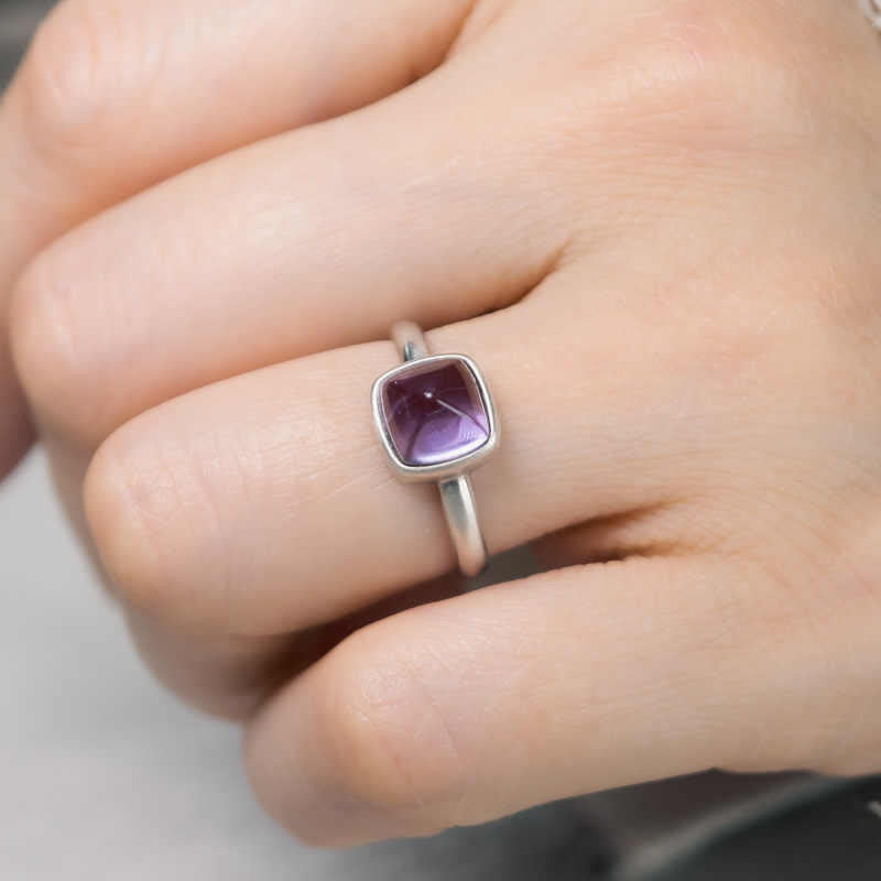 KarmaRipple's Authentic 925 Sterling Silver Amethyst?Adjustable Balance Ring p13