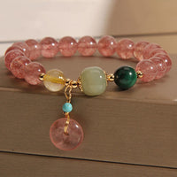 Bracelet authentique en jade et quartz fraise de KarmaRipple