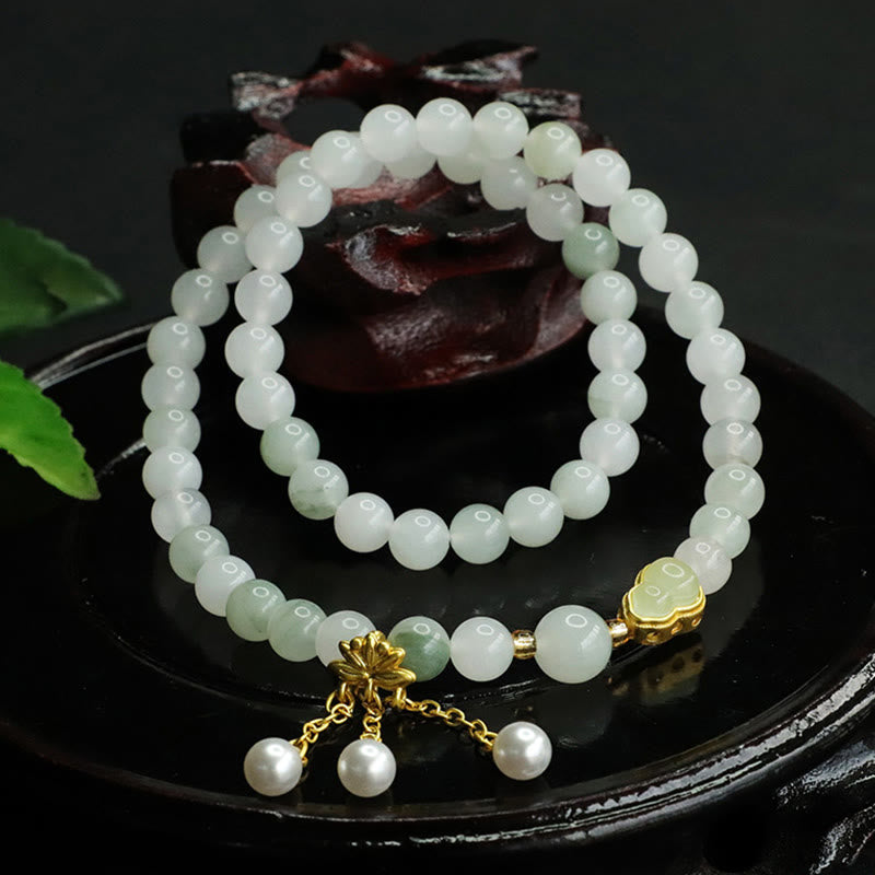 KarmaRipple's Authentic Tianshan Jade Lotus Gourd Double Circle Prosperity Bracelet p2
