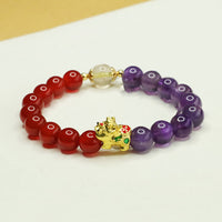 Bracelet d'équilibre Pi Xiu en agate rouge et améthyste authentique de KarmaRipple