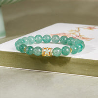 Bracelet KarmaRipple en argent sterling 925, motif fleur de quartz fraise vert