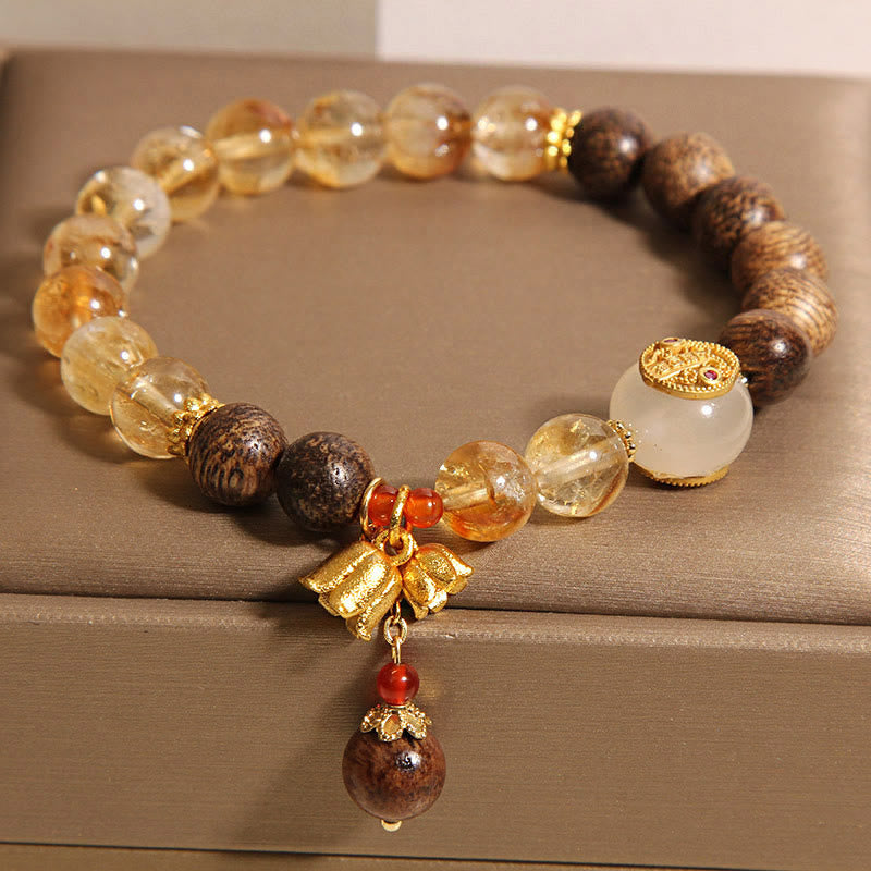 KarmaRipple's Citrine Agarwood Lily Of The Valley Five Directions Gods Of Wealth Protection Bracelet p3