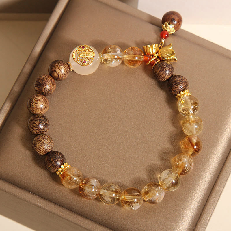 KarmaRipple's Citrine Agarwood Lily Of The Valley Five Directions Gods Of Wealth Protection Bracelet p4