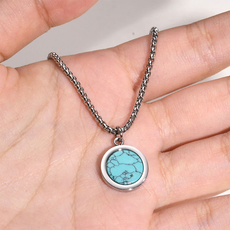 KarmaRipple's Authentic Stone Turquoise Tiger Eye Lazurite Malachite Titanium Steel Purification Pendant Necklace p7