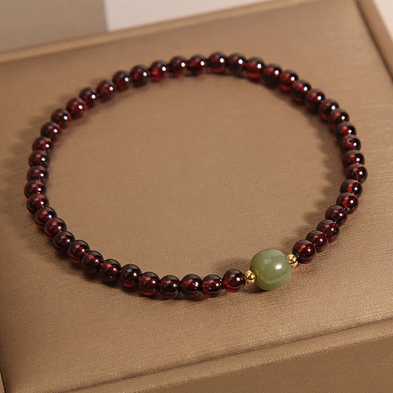 KarmaRipple's Authentic 3mm Ultra-thin Garnet Hetian Jade Beadwork Stability Bracelet p8