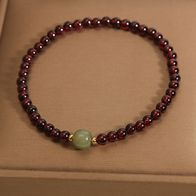 KarmaRipple's Authentic 3mm Ultra-thin Garnet Hetian Jade Beadwork Stability Bracelet p6