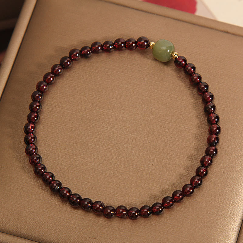 KarmaRipple's Authentic 3mm Ultra-thin Garnet Hetian Jade Beadwork Stability Bracelet p3
