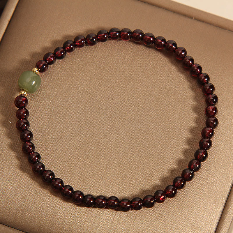 KarmaRipple's Authentic 3mm Ultra-thin Garnet Hetian Jade Beadwork Stability Bracelet p5