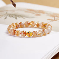 Bracelet de protection en argent sterling 999 avec perles en citrine authentique de KarmaRipple