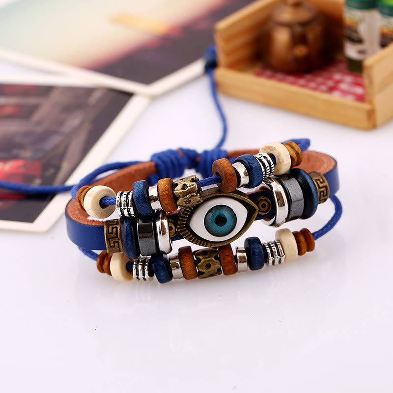 KarmaRipple's Tibetan Evil Eye Leather Adjustable Protection Bracelet p22