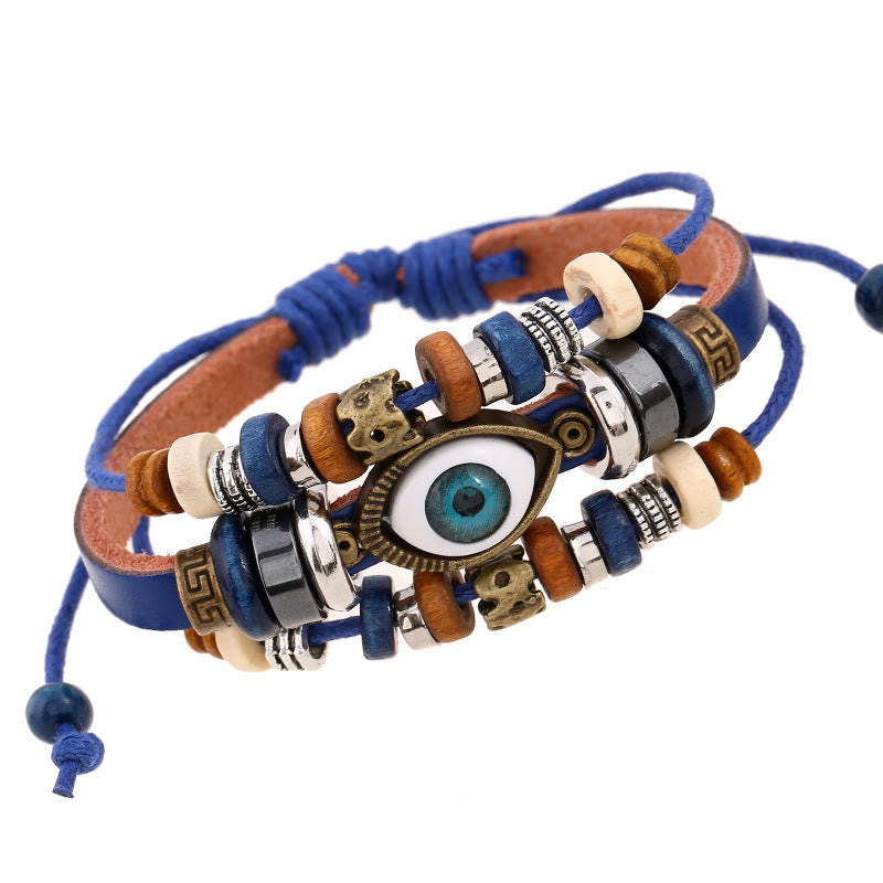 KarmaRipple's Tibetan Evil Eye Leather Adjustable Protection Bracelet p41