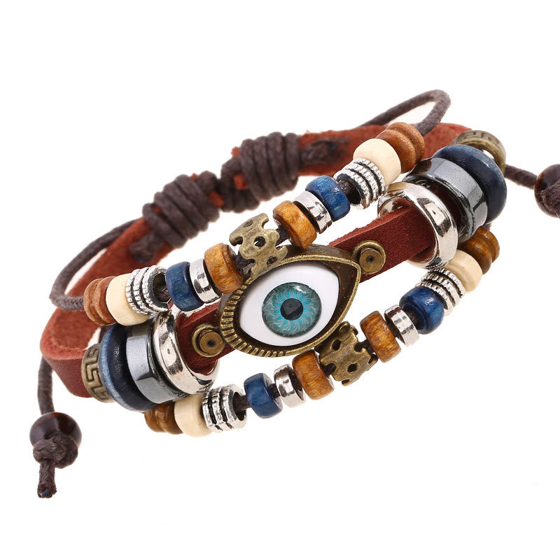 KarmaRipple's Tibetan Evil Eye Leather Adjustable Protection Bracelet p2