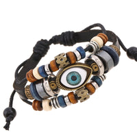 Bracelet de protection réglable en cuir tibétain contre le mauvais œil de KarmaRipple