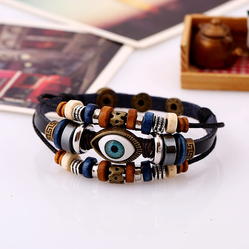 KarmaRipple's Tibetan Evil Eye Leather Adjustable Protection Bracelet p25