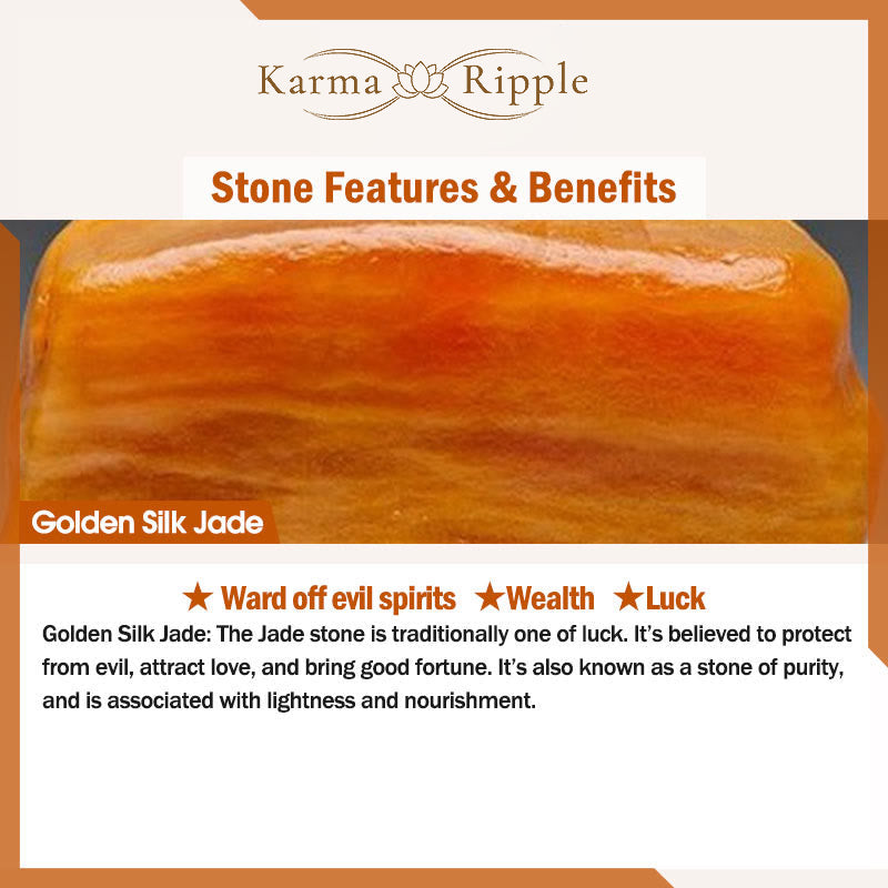 KarmaRipple's Authentic Golden Silk Jade Crystals Gourd Pixiu Pumpkin Beadwork Wealth Talisman Bracelet p13