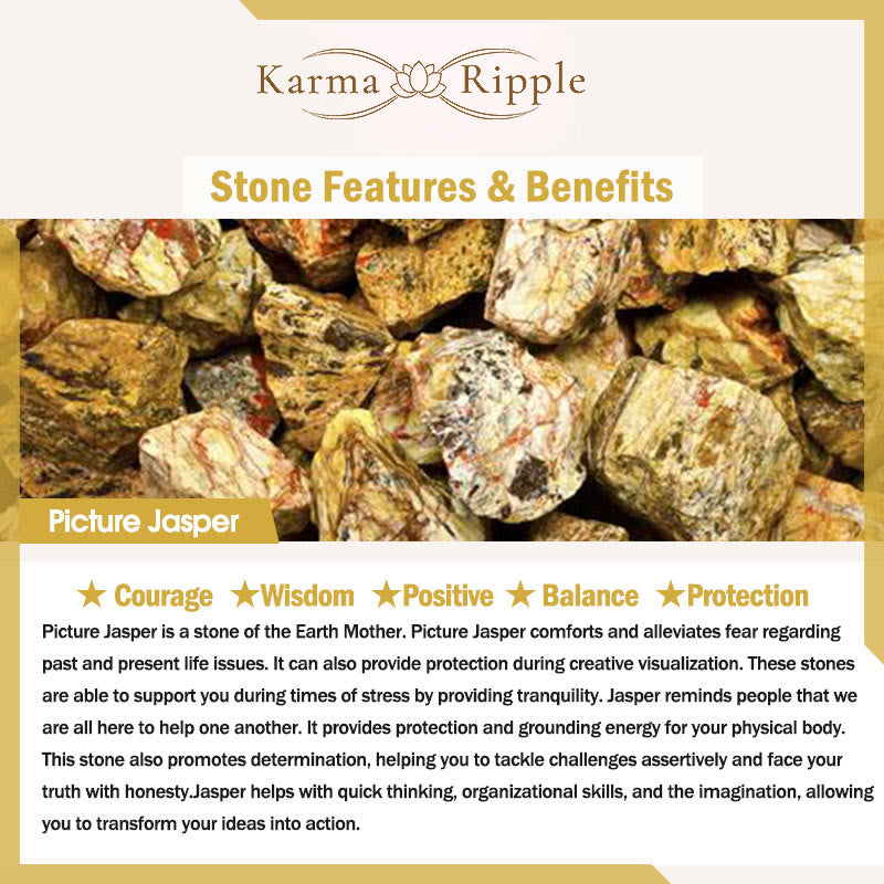 KarmaRipple's Tiger Eye Lazurite Hematite Picture Jasper Black Onyx Strength Multi-layer Leather Bracelet p14