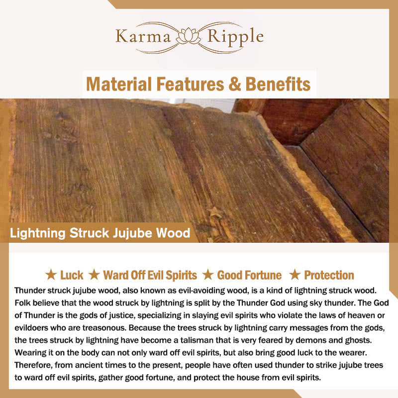 KarmaRipple's 108 Mala Beadwork Lightning Struck Jujube Wood The Golden Light Mantra Protection Bracelet p11