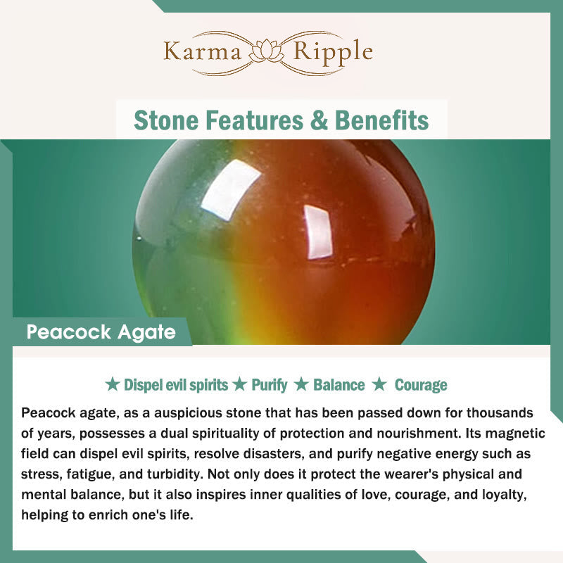 KarmaRipple's Authentic Peacock Agate Coin Courage Bracelet p2