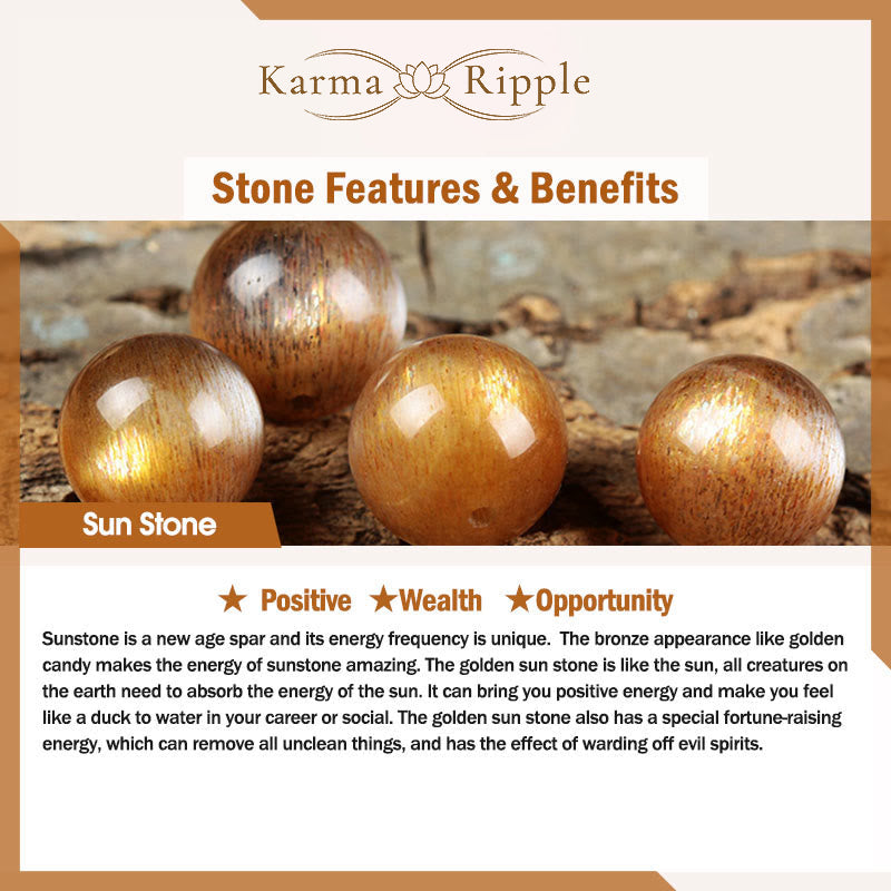 KarmaRipple's Sun Stone Gemstone Peach Blossom Wealth Double Wrap Bracelet p6