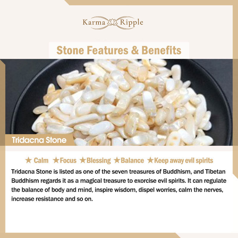 KarmaRipple's Authentic Tridacna Stone Crescent Moon Blessing Pendant Necklace p13