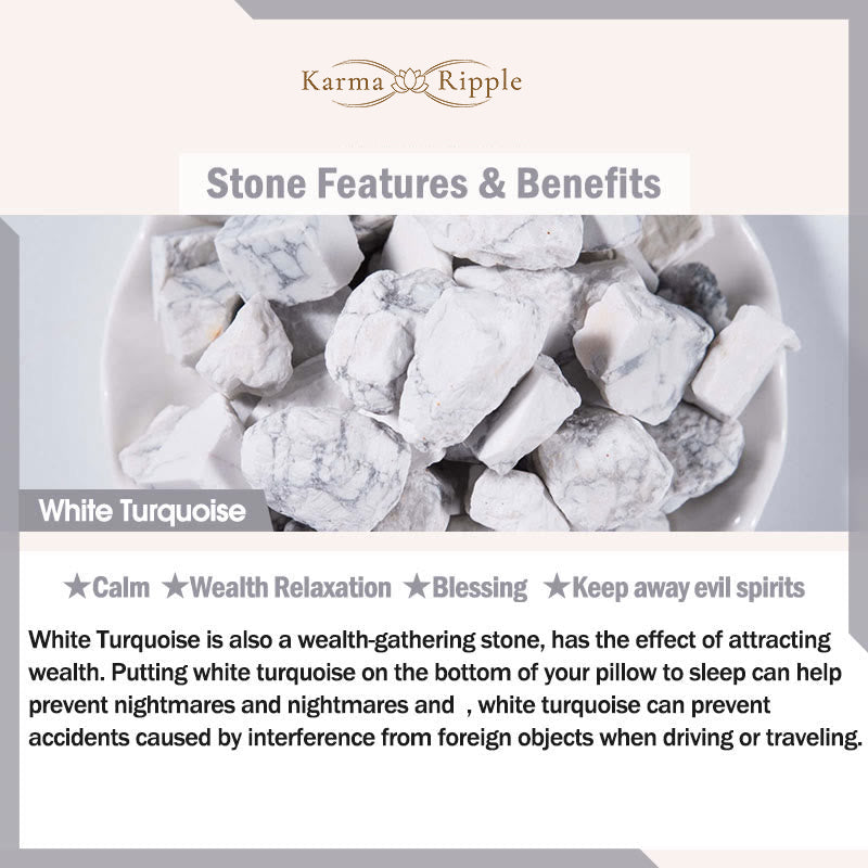 KarmaRipple's 12 Constellations of the Zodiac Authentic Frosted Stone Ivory Turquoise Bead Fortune Bracelet p20