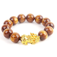 Bracelet Pixiu abondant en œil de tigre doré de KarmaRipple