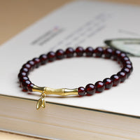 Bracelet de protection en bambou et grenat authentique de KarmaRipple, plaqué or 14 carats, plaqué argent sterling 925