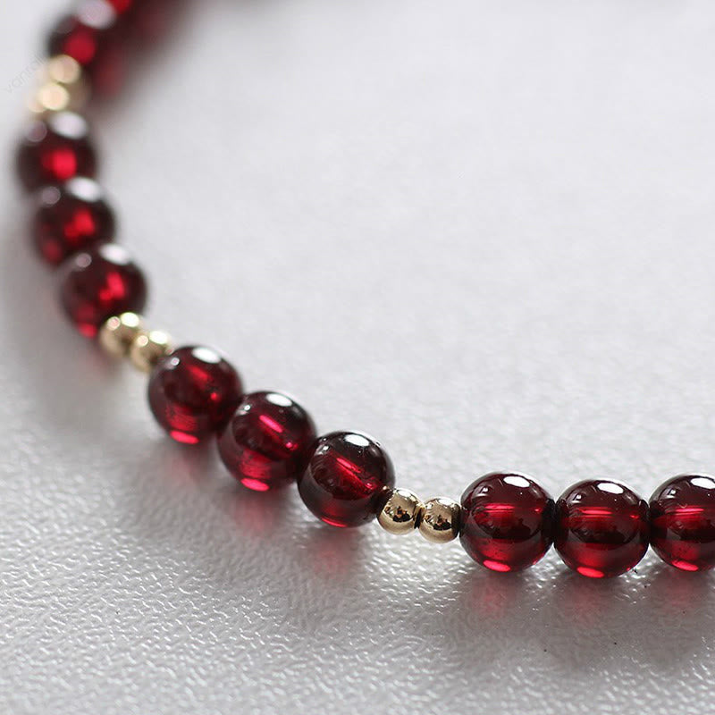 KarmaRipple's 14K Gold Authentic Garnet Calm Bracelet p5