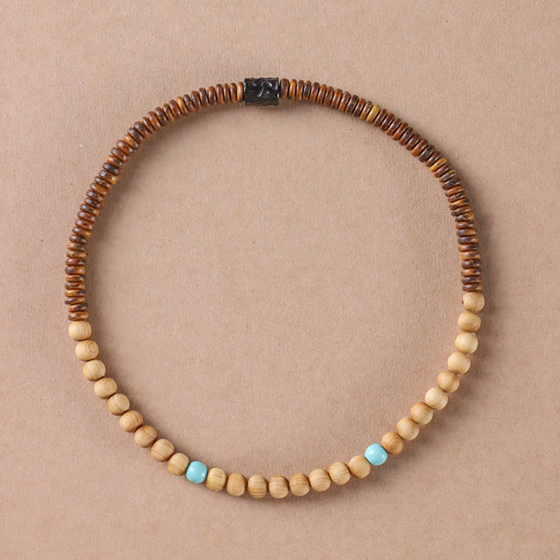 KarmaRipple's Sandalwood Small Leaf Red Sandalwood Thuja Sutchuenensis Boxwood Turquoise Protection Double Wrap Bracelet p3