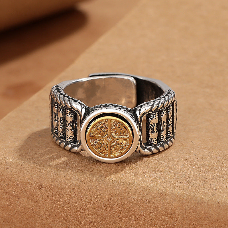 KarmaRipple's Tibetan Om Mani Padme Hum Carved Design Bronze Coin Purity Rotatable Ring p2