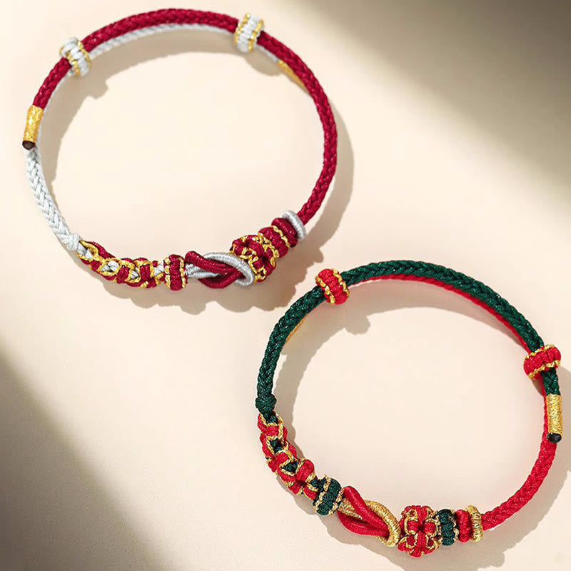 KarmaRipple's Handmade Peach Blossom Weave Eight Thread Peace Weave Fortune Protection Bracelet p10