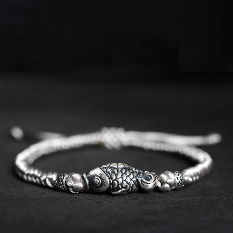 KarmaRipple's Silver Fortune Koi Fish Woven String Bracelet p3